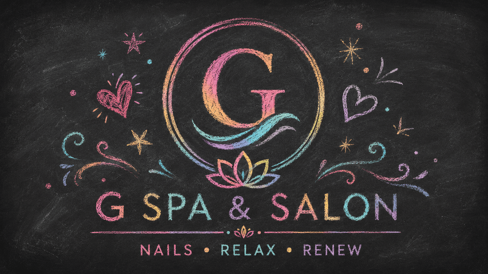 G Salon & Spa chalk logo