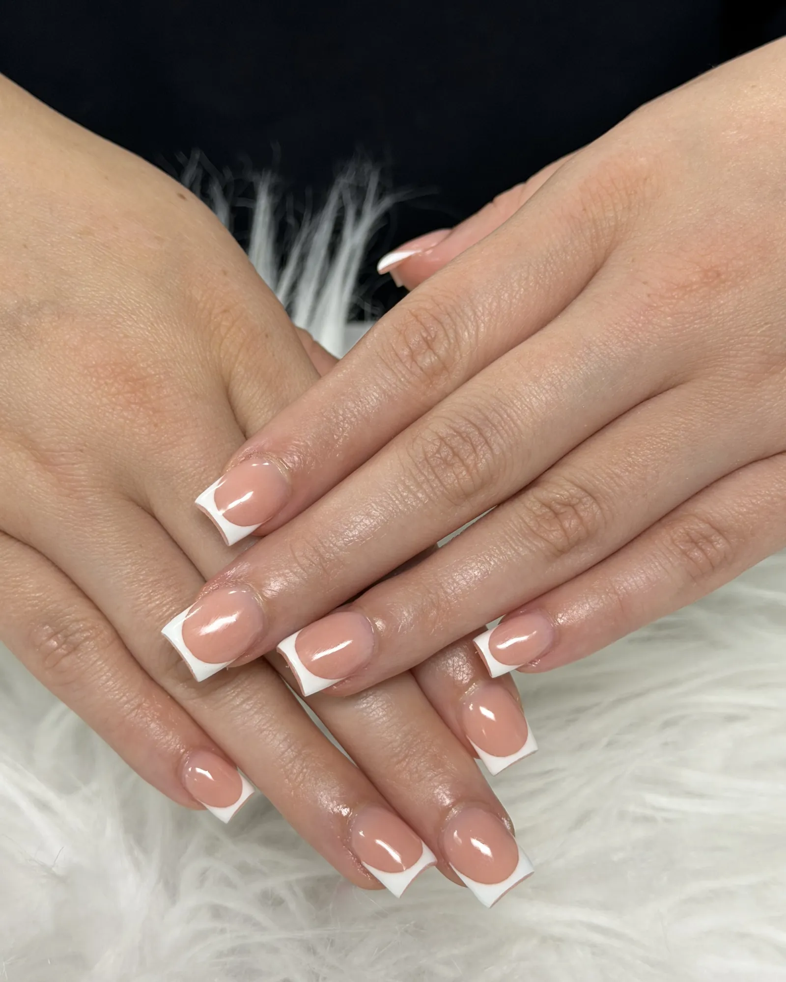 Real set from G Salon & Spa: short square nails with a crisp white French tip