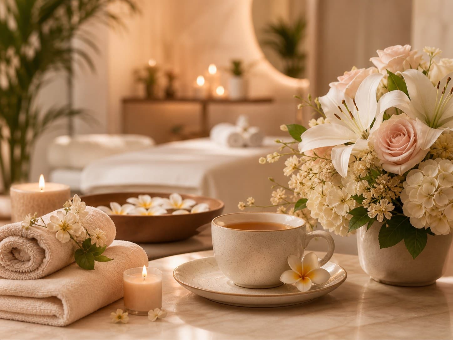 A warm drink served during a salon visit