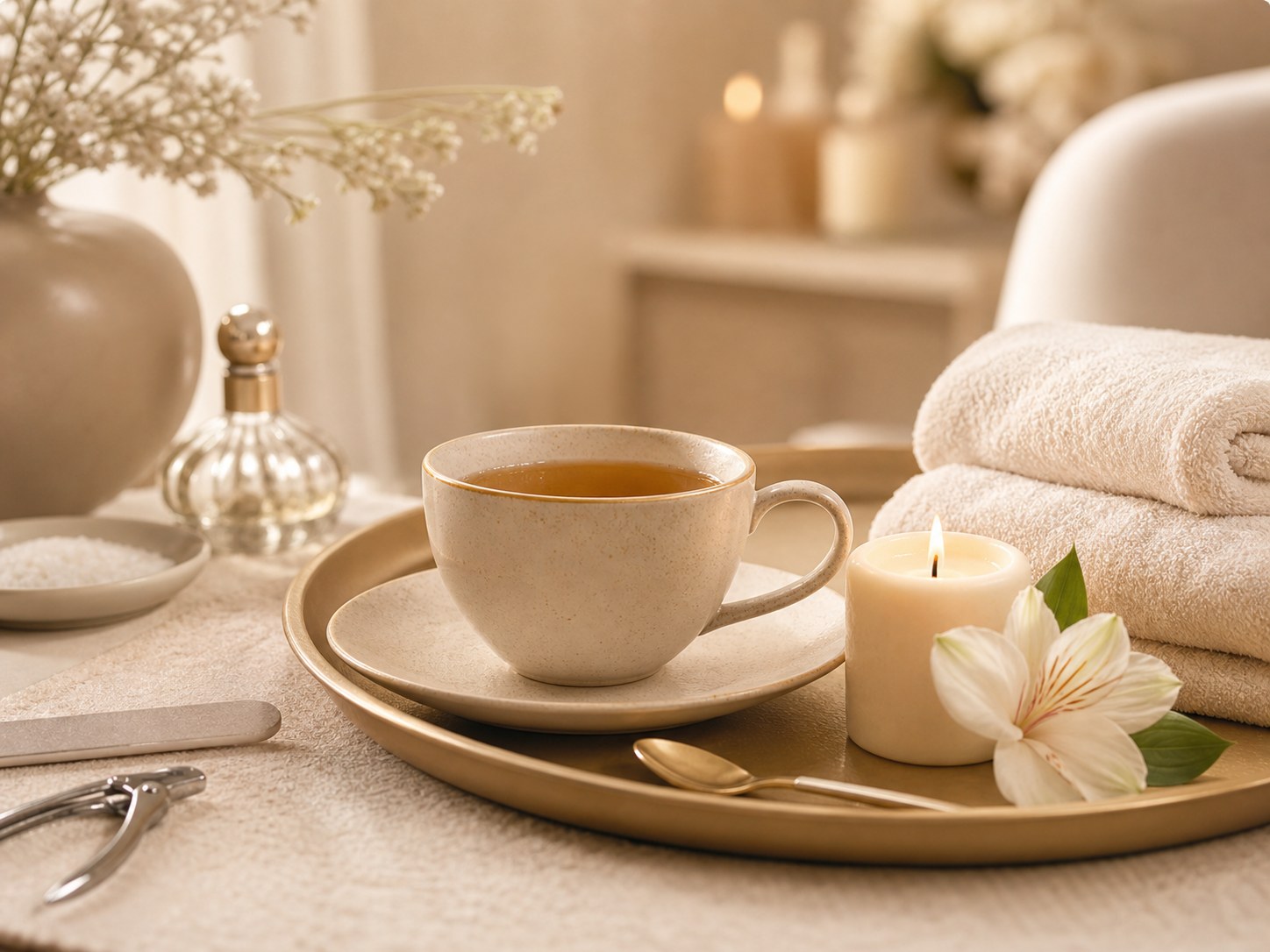 Complimentary tea and flower welcome experience